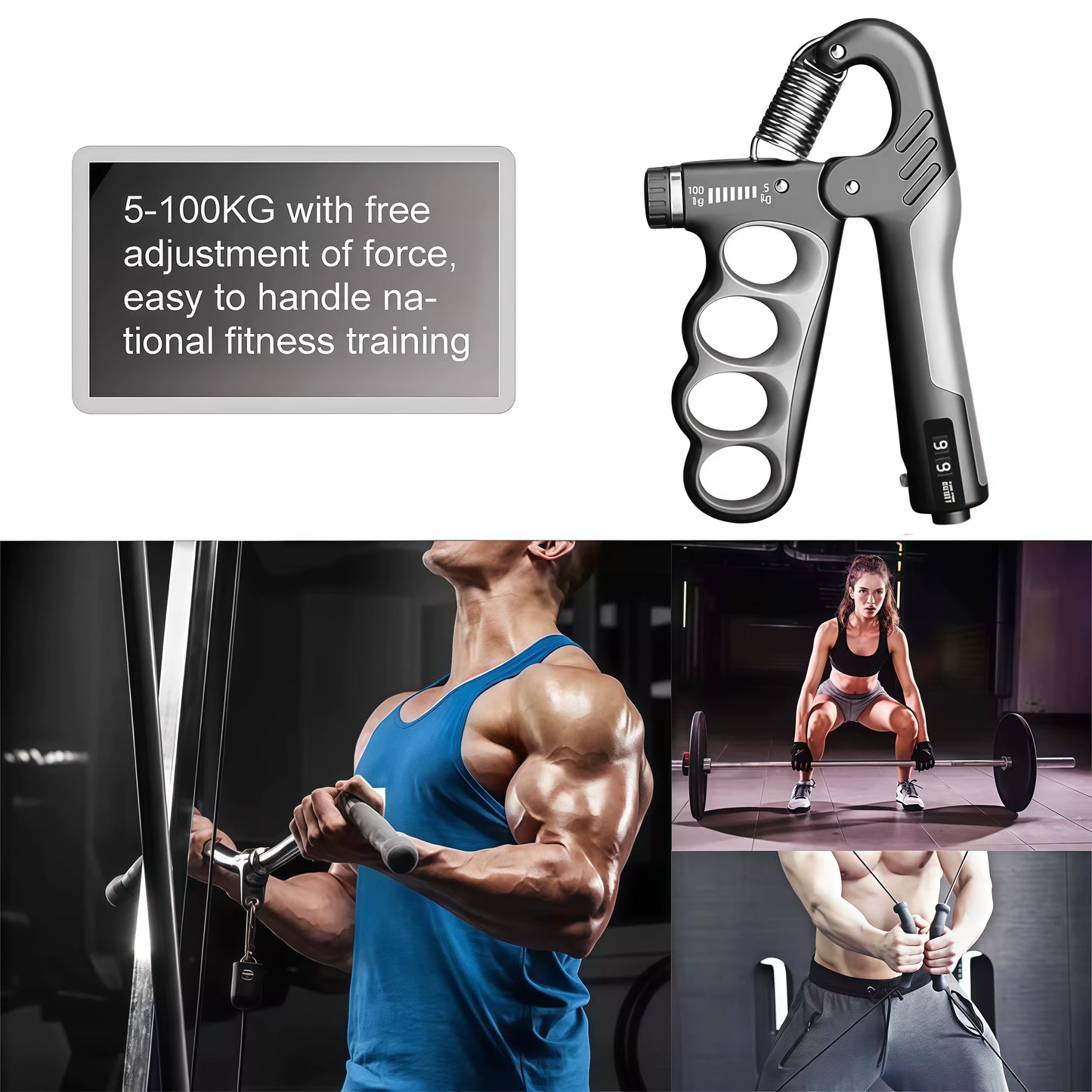 Adjustable Hand Gripper 5–100KG – Wrist & Forearm Strength Trainer