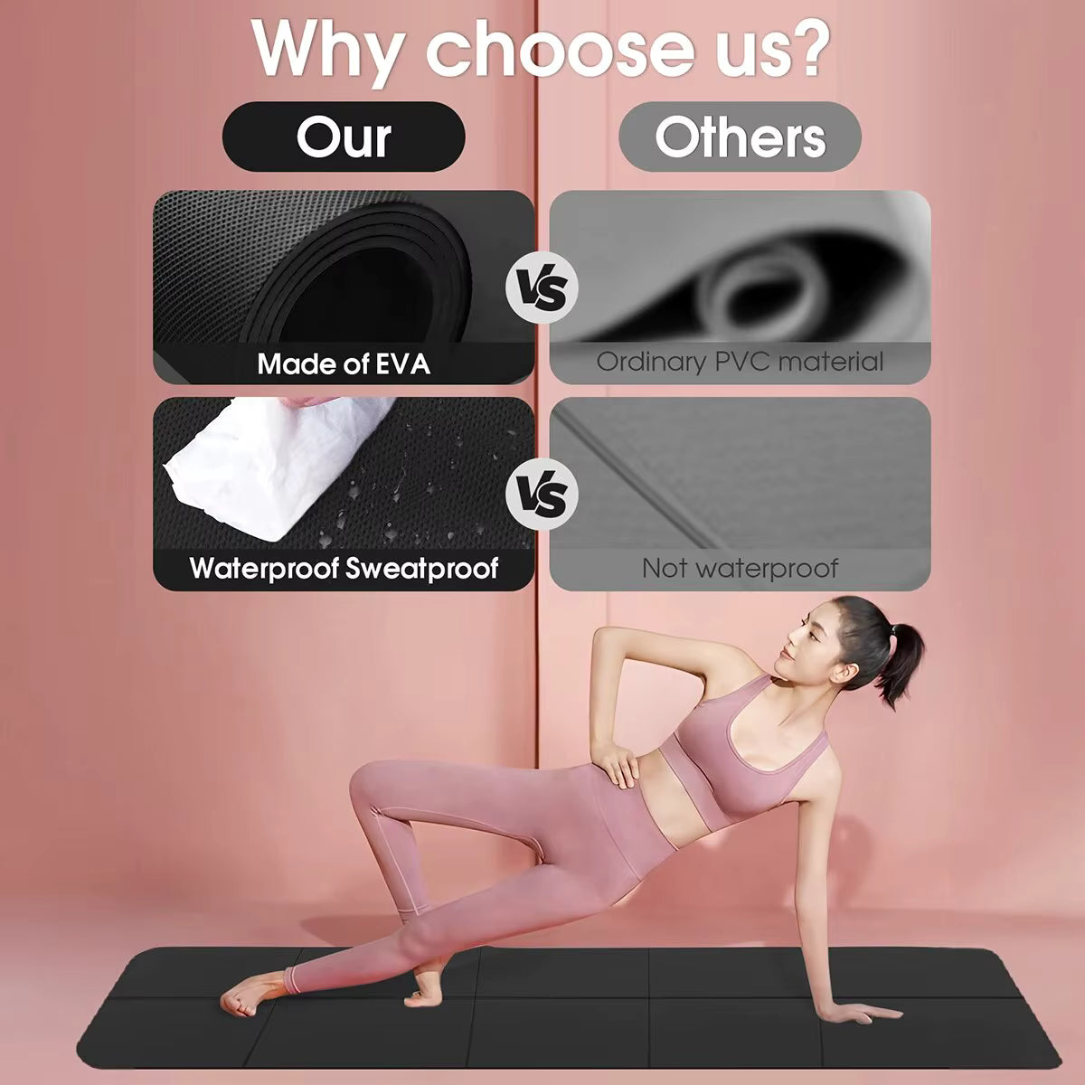 EVA Yoga Mat 4mm – Non-Slip Fitness & Pilates Exercise Mat