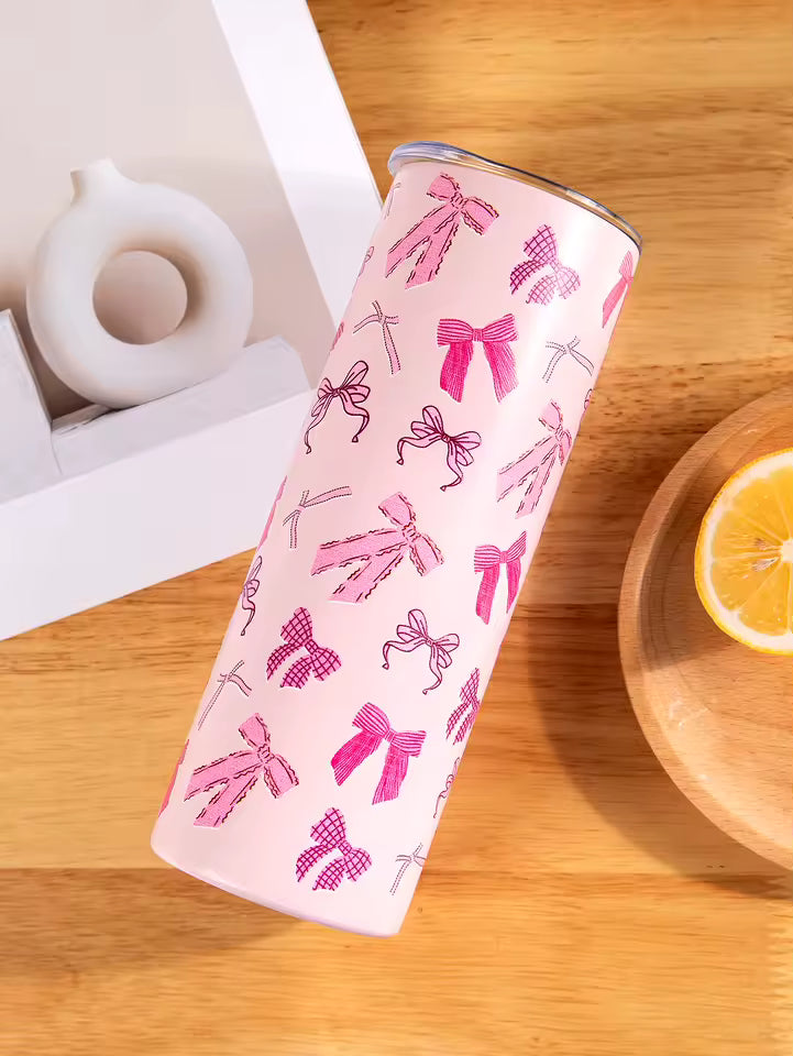 20oz Bow Insulated Tumbler – Stainless Steel Travel Mug with Straw