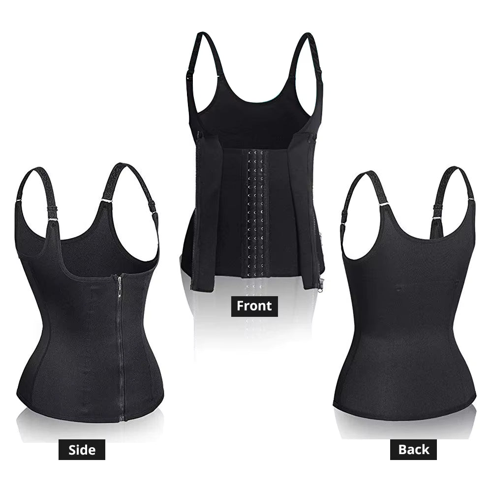 Women’s Waist Trainer Tank Top – Zipper Tummy Control Body Shaper